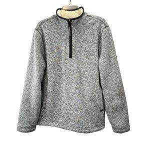 Orvis Pullover Sweater Sherpa Lined 1/4 Zip size M Men Gray Pockets